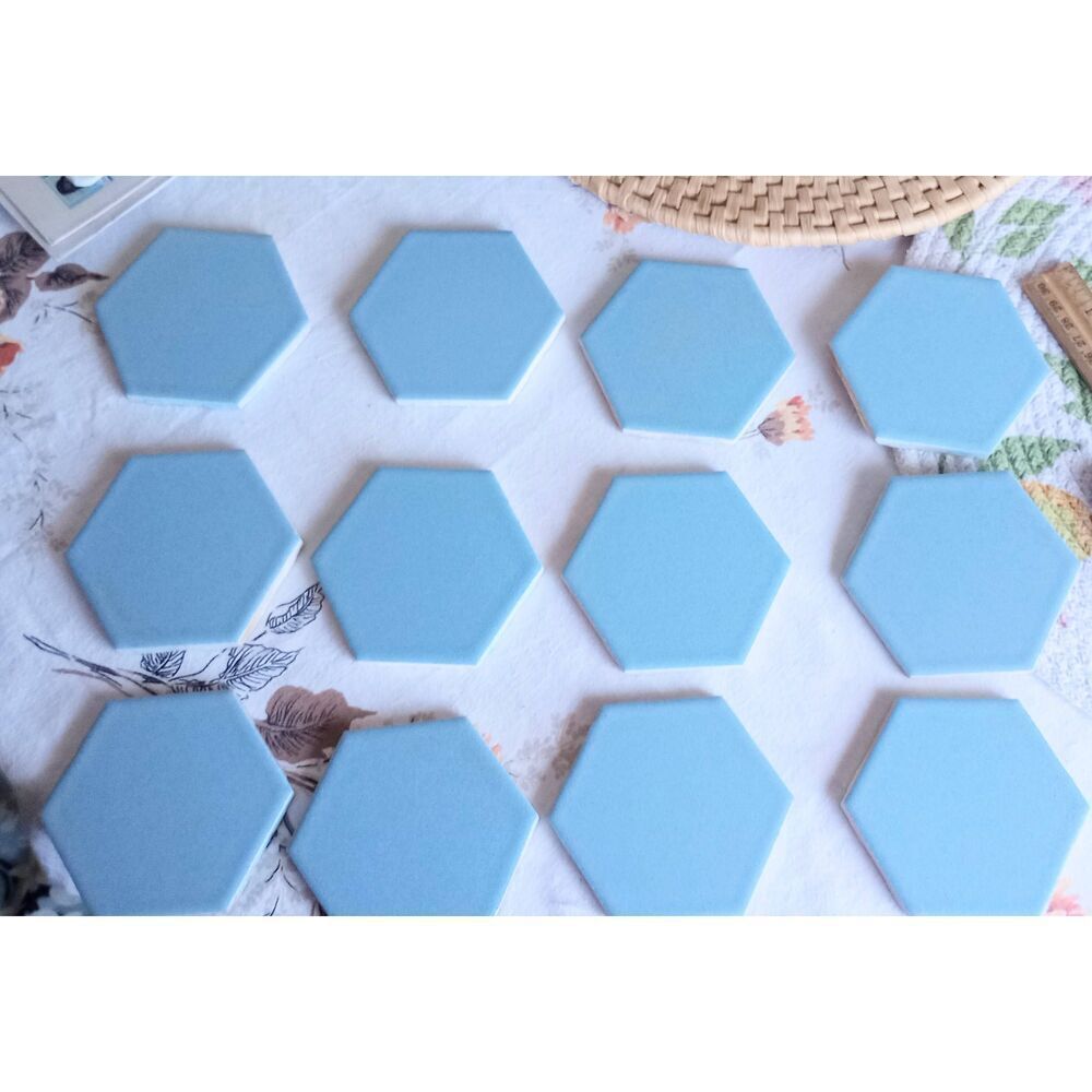 Vintage octagonal blue tile. Set of 12